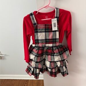 Wonder Nation Red Plaid Jumper Dress 3T NWT